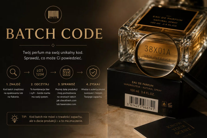 Batch code perfum – kod partii produkcyjnej na flakonie i pudełku zapachu