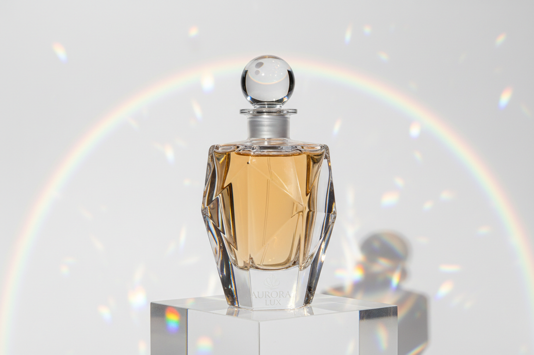 Butelka perfum z efektem pryzmatu światła – EDT, EDP, Parfum i Extrait różnice w stężeniu