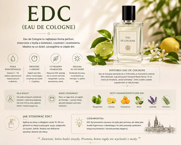 EDC Eau de Cologne – lekka woda kolońska o świeżym, cytrusowym charakterze