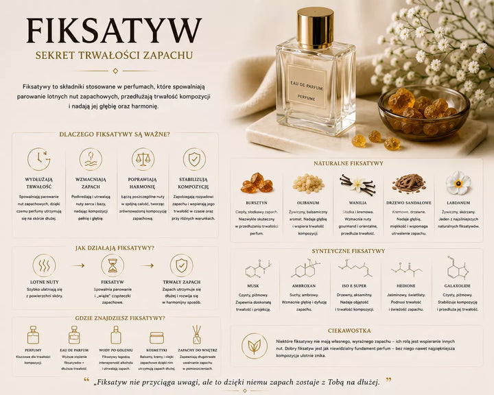 Fiksatyw perfum – składnik utrwalający zapach i spowalniający jego ulatnianie ze skóry