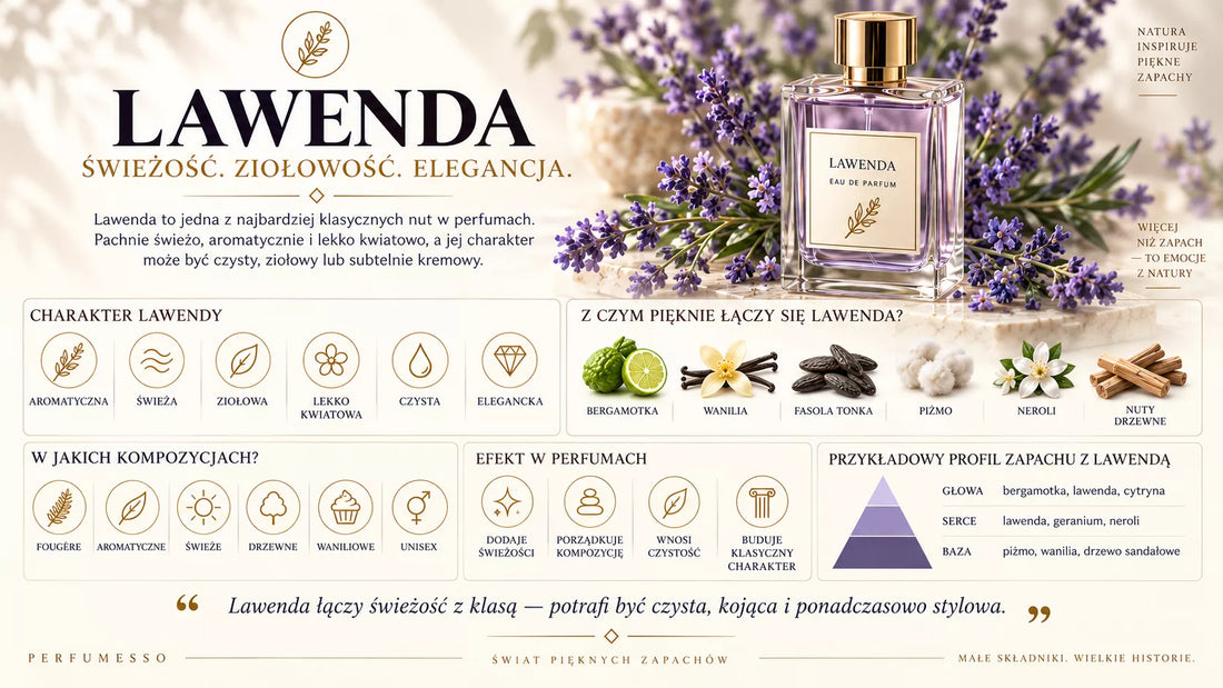 Lawenda – aromatyczna roślina o świeżym, ziołowym zapachu, klasyczna nuta perfumeryjna