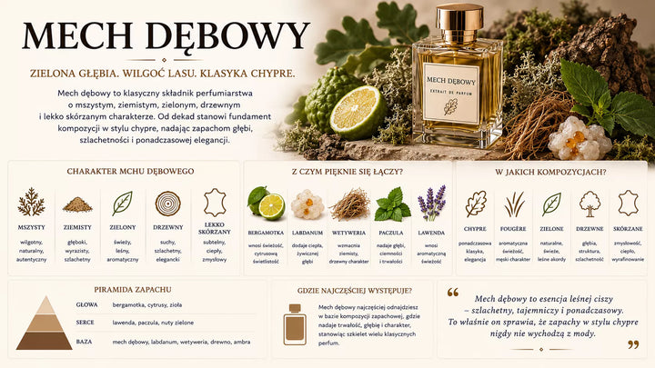 Mech dębowy (Evernia prunastri) – porost o ziemistym i zielonym zapachu, klasyczny składnik perfum chypre