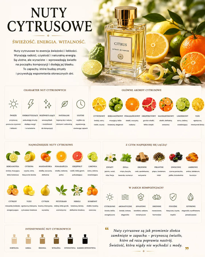 Nuty cytrusowe w perfumach – bergamotka, cytryna, grejpfrut i pomarańcza