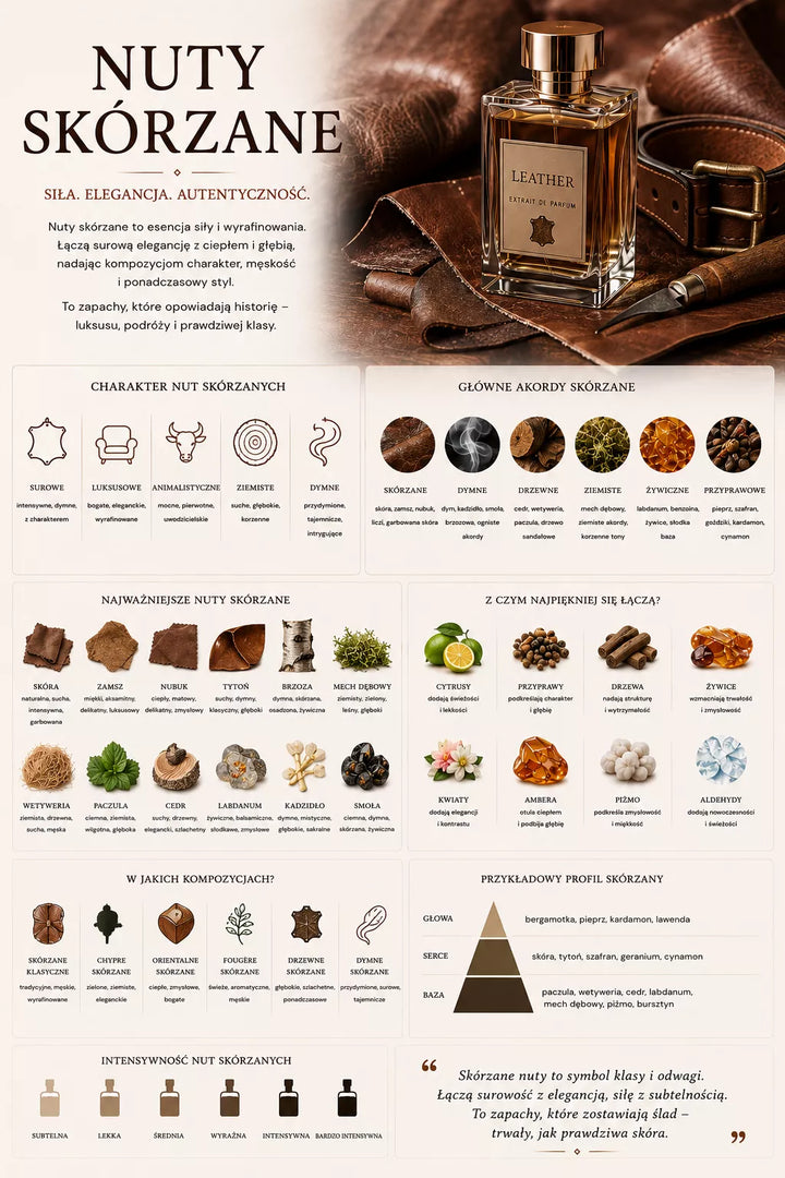 Skórzane perfumy – elegancka, wytrawna rodzina zapachowa ze skórą, zamszem, labdanum i dymem
