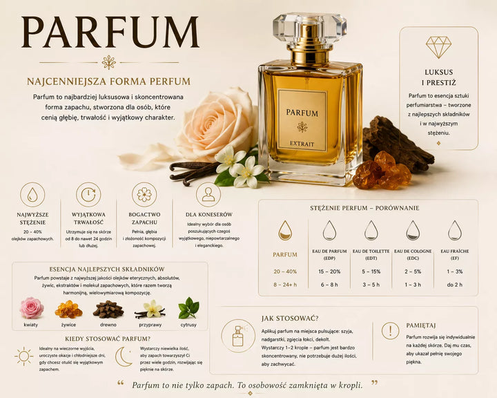 Parfum – wysoka koncentracja zapachu, głębsza i bardziej elegancka niż EDP