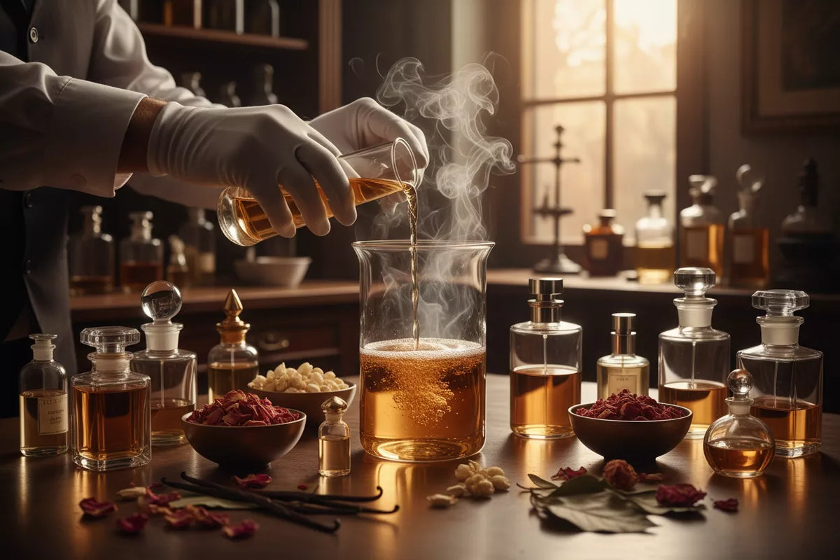Perfumiarz tworzący kompozycję zapachową w laboratorium – jak powstają perfumy