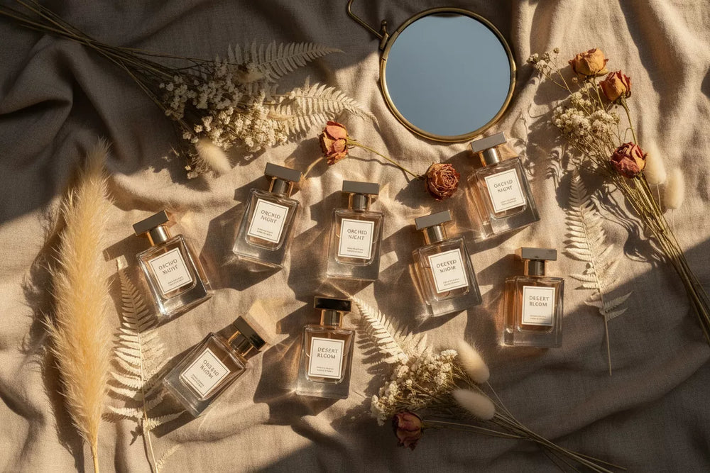 TOP 10 perfum unisex 2026 – butelki perfum na lnie z suszonymi kwiatami, zapachy bez granic