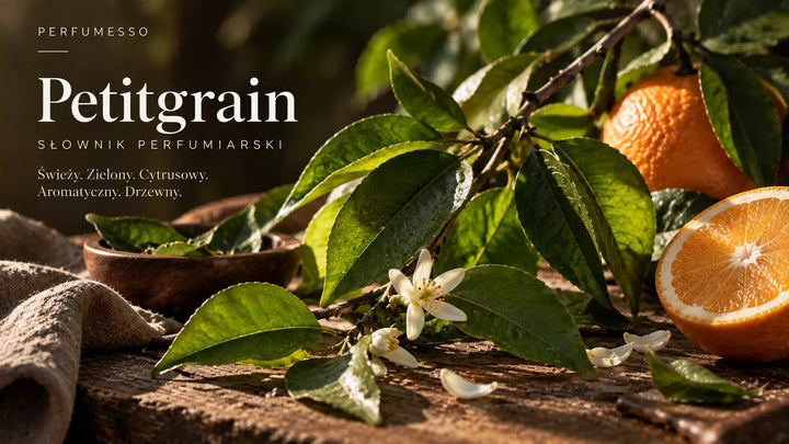 Petitgrain – liście i młode gałązki pomarańczy gorzkiej, źródło świeżego, zielonego i cytrusowego olejku perfumeryjnego