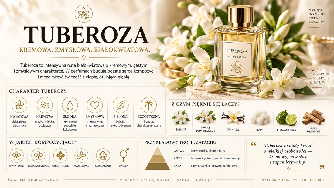 Tuberoza – intensywny biały kwiat o kremowym i zmysłowym charakterze, używany w perfumach