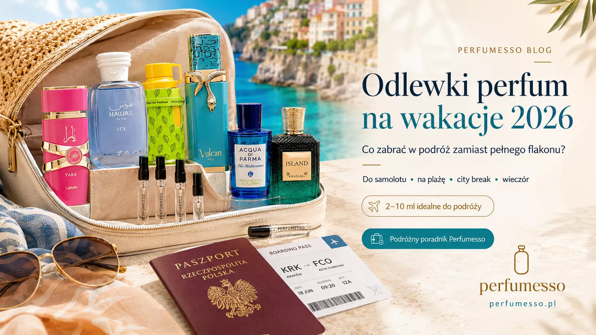 Odlewki perfum na wakacje 2026 – co zabrać w podróż zamiast pełnego flakonu? | Perfumesso