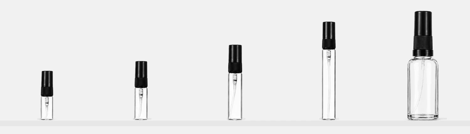 Porównanie rzeczywistych atomizerów 2 ml, 3 ml, 5 ml, 10 ml i 20 ml